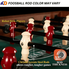 KD Foosball PRO CLASSIC 54&quot; فرنیچر اسٹائل سوکر گیم ٹیبل، 54 انچ x 27.25 انچ x 34 انچ