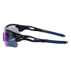 KD Multi-colored Unisex Sports Sunglasses For Cricket, Cycling, Racing, Climbing, Golf, Riding and UV Protection - Free Size , Blue Black