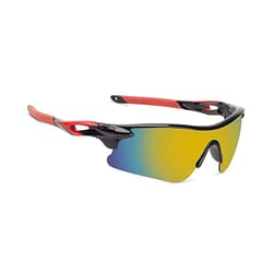 KD Multi-colored Scratch Resistant Unisex Sport Sunglasses For Cricket, Cycling, Racing, Climbing, Golf, Riding and UV Protection - Free Size , Black red