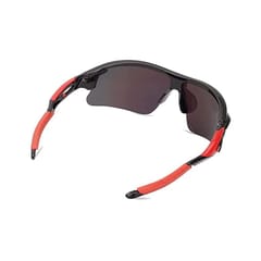 क्रिकेट, साइकिलिंग, रेसिंग, चढ़ाई, गोल्फ, घुड़सवारी और यूवी संरक्षण के लिए केडी बहु-रंगीन स्क्रैच प्रतिरोधी यूनिसेक्स खेल धूप का चश्मा - मुफ़्त आकार, काला लाल
