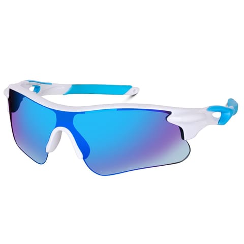 क्रिकेट, साइकिलिंग, रेसिंग, चढ़ाई, गोल्फ, घुड़सवारी और यूवी संरक्षण के लिए केडी बहु-रंगीन स्क्रैच प्रतिरोधी यूनिसेक्स स्पोर्ट धूप का चश्मा - फ़्री साइज़, स्काई ब्लू