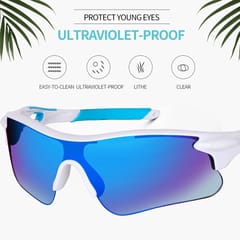 KD Multi-colored Scratch Resistant Unisex Sport Sunglasses For Cricket, Cycling, Racing, Climbing, Golf, Riding and UV Protection - Free Size ,  Sky Blue