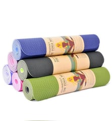 KD Yoga Mat Exercise Mats Dual Color 6mm TPE Non-Slip Extra Thick High-Density Eco Friendly for Yoga Workout Pilates Yoga Mats for Women And Men, Assorted Color