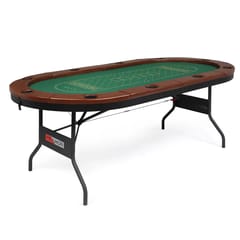 KNK Foldable Poker Table for 10 Players – Oval Casino Game Table with Holders
