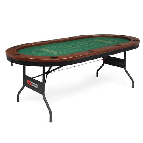 KNK Foldable Poker Table for 10 Players – Oval Casino Game Table with Holders