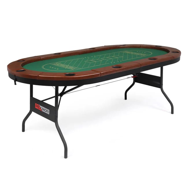 KNK Foldable Poker Table for 10 Players – Oval Casino Game Table with Holders