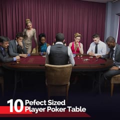KNK Foldable Poker Table for 10 Players – Oval Casino Game Table with Holders