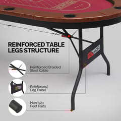 KNK Foldable Poker Table for 10 Players – Oval Casino Game Table with Holders