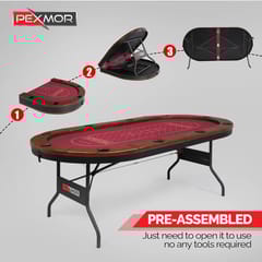 KNK Foldable Poker Table for 10 Players – Oval Casino Game Table with Holders