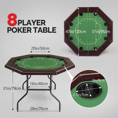 KNK Imported 8 Player Poker Table – Hexagon Casino Table with Cup Holders & Felt Top