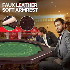 KNK Imported 8 Player Poker Table – Hexagon Casino Table with Cup Holders & Felt Top