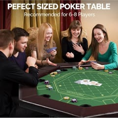 KNK Imported 8 Player Poker Table – Hexagon Casino Table with Cup Holders & Felt Top