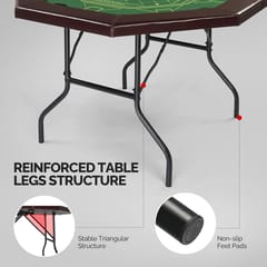 KNK Imported 8 Player Poker Table – Hexagon Casino Table with Cup Holders & Felt Top