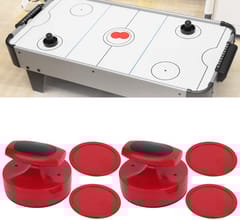 KNK Air Hockey Pucks and Striker Set (2 Strikers & 2 Pucks) | Premium Imported Quality | Durable Plastic | Pusher Size: 96x60mm, Puck Size: 64x4mm