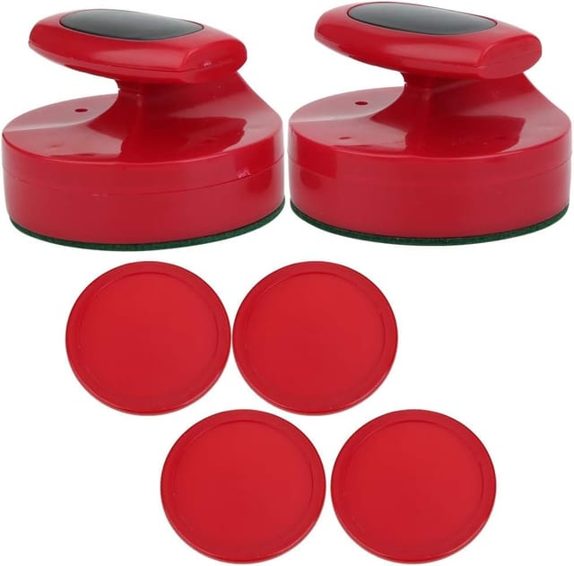 KNK Air Hockey Pucks and Striker Set (2 Strikers & 2 Pucks) | Premium Imported Quality | Durable Plastic | Pusher Size: 96x60mm, Puck Size: 64x4mm