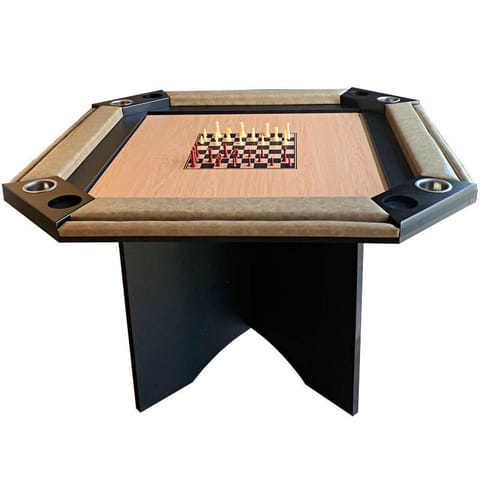 KNK 8 Seater Poker Table – Foldable Hexagon Game Table with Felt Top & Cup Holders