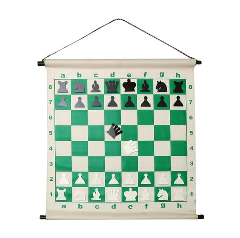 KD Magnetic Roll-Up Chess Demo Board 27" with Pieces, Wall Hanging