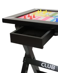 સ્ટેન્ડ સાથે KNK ફોલ્ડિંગ લાકડાનું લુડો બોર્ડ, બાળકો અને પુખ્ત વયના લોકો માટે ડાર્ક ચેરી લુડો ટેબલ, ડ્રોઅર