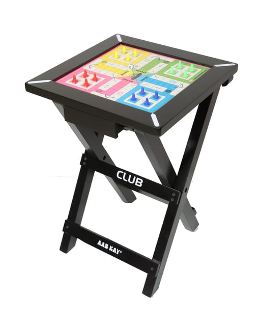 સ્ટેન્ડ સાથે KNK ફોલ્ડિંગ લાકડાનું લુડો બોર્ડ, બાળકો અને પુખ્ત વયના લોકો માટે ડાર્ક ચેરી લુડો ટેબલ, ડ્રોઅર