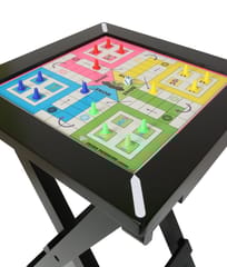 સ્ટેન્ડ સાથે KNK ફોલ્ડિંગ લાકડાનું લુડો બોર્ડ, બાળકો અને પુખ્ત વયના લોકો માટે ડાર્ક ચેરી લુડો ટેબલ, ડ્રોઅર