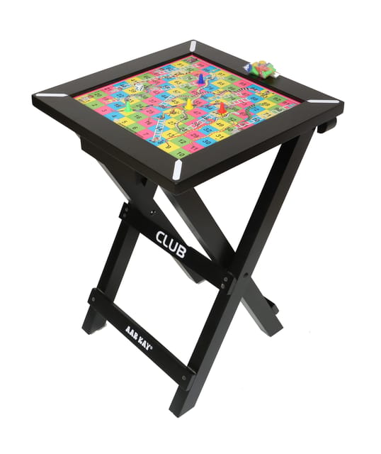 KNK ફોલ્ડિંગ સ્નેક્સ લેડર બોર્ડ ટેબલ, લાકડાનું સ્ટેન્ડ, ઘેરો ચેરી રંગ, સ્ટાન્ડર્ડ સાઈઝ ઇન્ડોર ગેમ