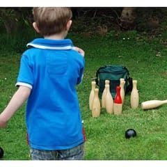 বাচ্চাদের এবং প্রাপ্তবয়স্কদের জন্য KD কাঠের লন বোলিং এবং রিং টস গেম | 2-ইন-1 গেম সেট