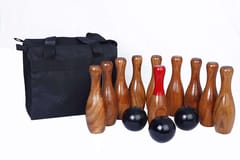 বাচ্চাদের এবং প্রাপ্তবয়স্কদের জন্য KD কাঠের লন বোলিং এবং রিং টস গেম | 2-ইন-1 গেম সেট