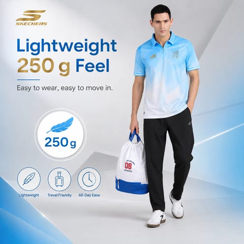Skechers مردوں کے سفر پولو ٹی شرٹ | ممبئی انڈینز ایڈیشن | 100% پالئیےسٹر انٹرلاک | ڈائنامک آل اوور پرنٹ | باقاعدہ فٹ | آفیشل ایم آئی ایکس اسکیچرز کولیب
