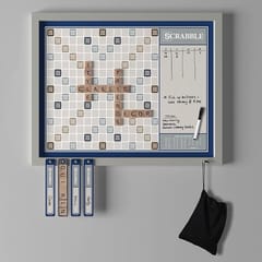 KD سکریبل ڈیلکس 2-in-1 وال ایڈیشن، بڑے سائز کا 30" x 24" ووڈ فریم، میگنیٹک ٹائلز اور ڈرائی ایریز میسج بورڈ، ہینگ ایبل ہوم ڈیکور، فیملی ورڈ بورڈ گیمز برائے 2-4 کھلاڑیوں، عمریں 8+