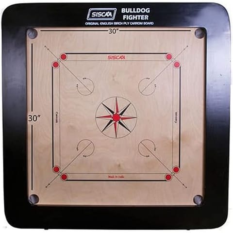 Siscaa Fighter Bulldog Carrom Board, Birch Plywood Federation Approved Carrom Board