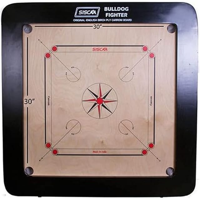 Siscaa Fighter Bulldog Carrom Board, Birch Plywood Federation Approved Carrom Board