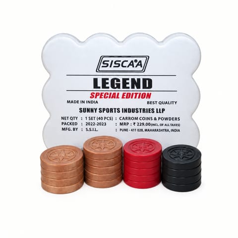 SISCAA Legend(Spl Edition) Carrom Coins Used in National Tournament Held by Carrom Federation of India