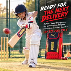 PUMA Junior Kashmir Willow Cricket Kit, Navy/Red | Complete Starter Full Kit
