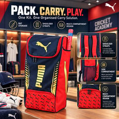 PUMA Junior Kashmir Willow Cricket Kit, Navy/Red | Complete Starter Full Kit