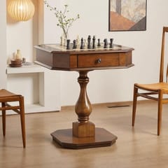 KD Classic Reversible Chess & Checkers Game Table with Game Tray & Built-In Storage – Cherry Finish