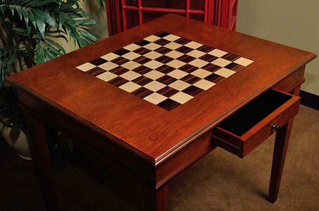 KD Premium Wooden Chess Table with Storage Drawer – 19-Inch Chessboard, Semi-Gloss Finish