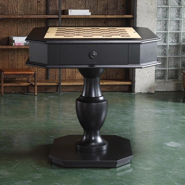 KD Reversible Chess & Checkers Game Table with Storage Drawer – Black, Chess Pieces Not Included