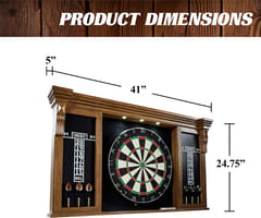 KD Woodhaven Pub-Style Dartboard Cabinet Set with LED Lights, 18-Inch Sisal Board & 6 Steel-Tip Darts