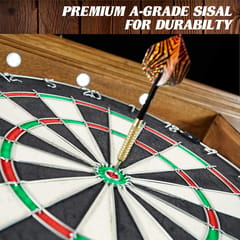 KD Woodhaven Pub-Style Dartboard Cabinet Set with LED Lights, 18-Inch Sisal Board & 6 Steel-Tip Darts