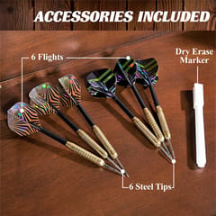 KD Woodhaven Pub-Style Dartboard Cabinet Set with LED Lights, 18-Inch Sisal Board & 6 Steel-Tip Darts