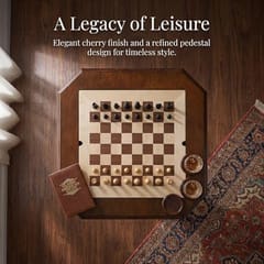 KD Reversible Chess & Checkers Game Table with 2 Storage Drawers – Deep Cherrywood Finish