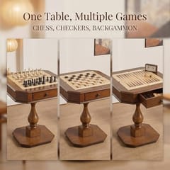 KD Classic Reversible Chess & Checkers Game Table with Game Tray & Built-In Storage – Cherry Finish
