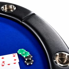 KD 7FT Folding Poker Table for 10 Players with Padded Rail & Cup Holders – Blue & Black