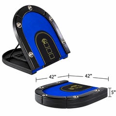 KD 7FT Folding Poker Table for 10 Players with Padded Rail & Cup Holders – Blue & Black