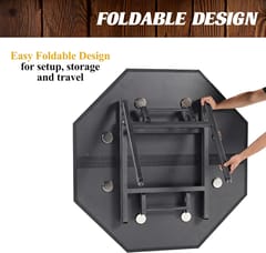 KD 48-Inch Folding Poker Table for 8 Players with Padded Rail & Cup Holders – Blue & Black