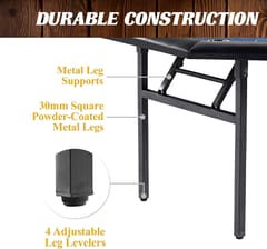 KD 48-Inch Folding Poker Table for 8 Players with Padded Rail & Cup Holders – Blue & Black