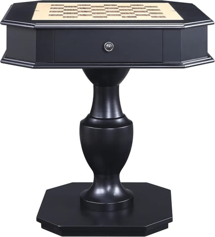 KD Reversible Chess & Checkers Game Table with Storage Drawer – Black, Chess Pieces Not Included