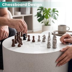 KD Outdoor Chessboard Side Table & Plant Stand – 15-Inch Lightweight MgO