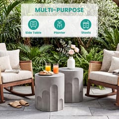 KD Outdoor Chessboard Side Table & Plant Stand – 15-Inch Lightweight MgO