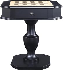 KD 28-Inch Reversible Chess & Checkers Game Table with Storage & Turned Pedestal